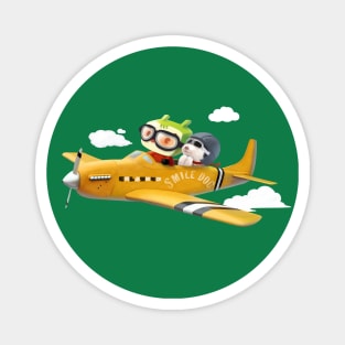 Little pilot and dog on a plane in the Sky Magnet